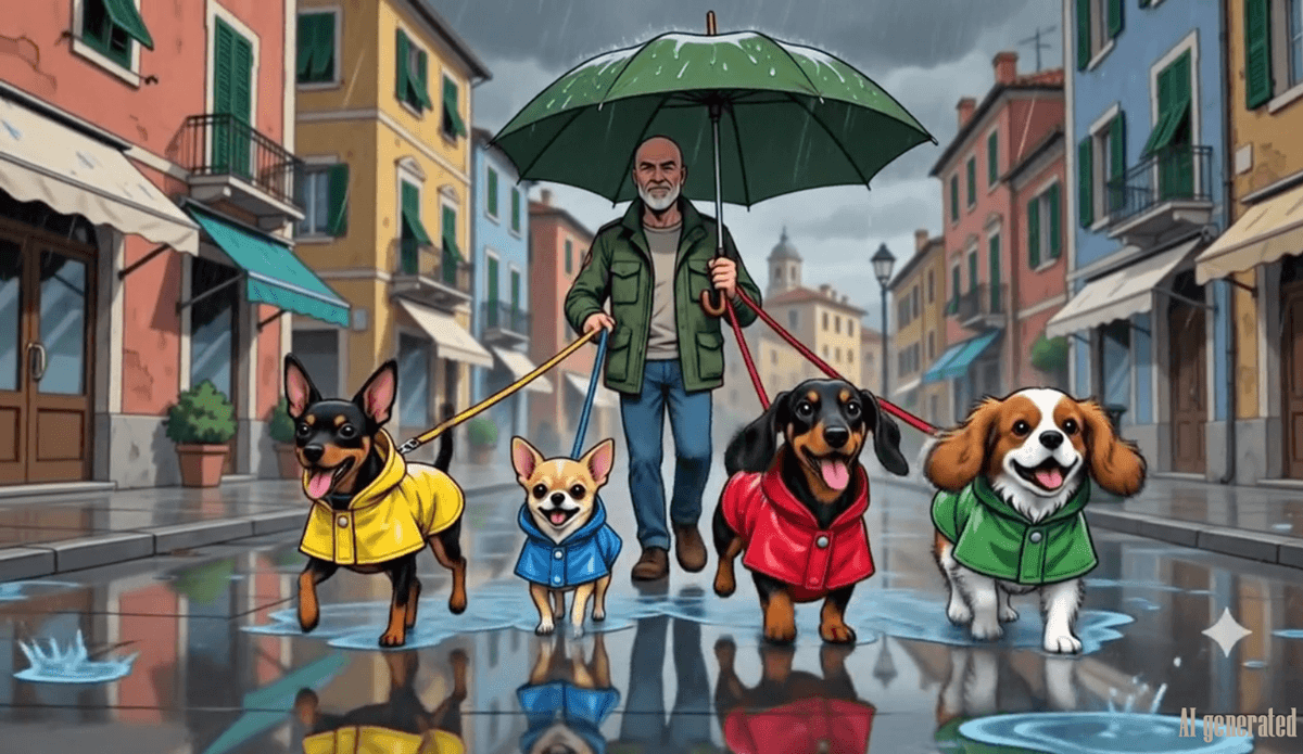 Carlo e i cani nei vicoli di Bordighera